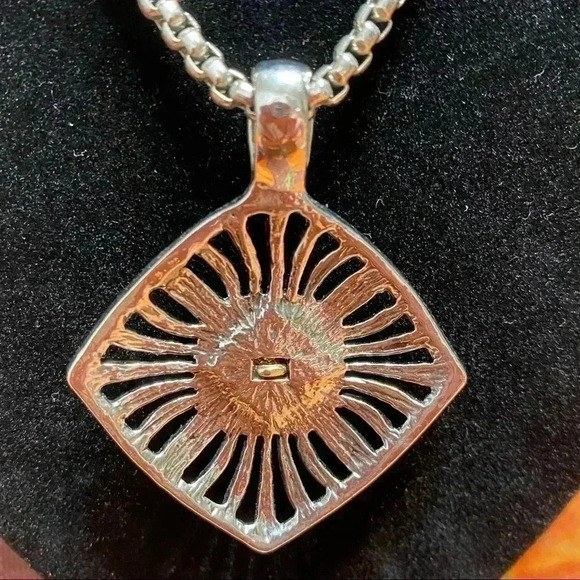 Artisan adjustable Silver pendant  with rhinestone and gold accents - Picture 4 of 4